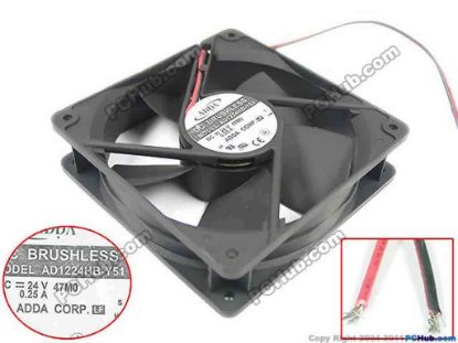 134816 ADDA AD1224HB-Y51  Server - Square Fan sq120x120x32mm, 2-wire, 24V 0.25A ADDA AD1224HB-Y51  Server - Square Fan 