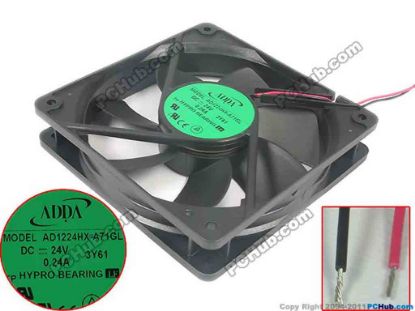 134817 ADDA AD1224HX-A71GL Server - Square Fan sq120x120x25, 2-wire, 24V 0.24A ADDA AD1224HX-A71GL Server - Square Fan 