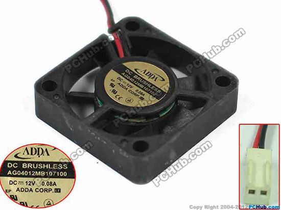 134834 ADDA AG04012MB107100  Server - Square Fan sq40x40x10mm, 2-wire, 12V 0.08A ADDA AG04012MB107100  Server - Square Fan 