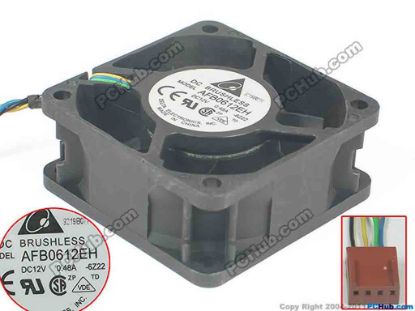 134856 Delta Electronics AFB0612EH Server - Square Fan 6Z22, sq60x60x25mm, 4-wire, 12V 0.48A Delta Electronics AFB0612EH Server - Square Fan 