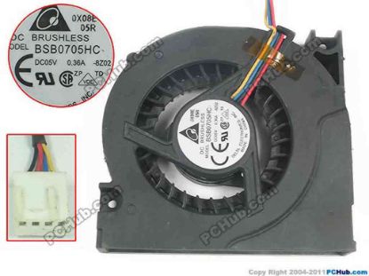 135374 Delta Electronics BSB0705HC Cooling Fan  -8Z02, 5V b0.36A, Bare, Big Connecter Delta Electronics BSB0705HC Cooling Fan  