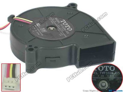 135693 TOTO D07F-12B1S1 Server - Blower Fan TYF310LJ05, 07B, DC 12V 0.32A, 70x70x20mm TOTO D07F-12B1S1 Server - Blower Fan 
