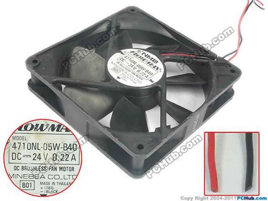 136133 NMB-MAT / Minebea 4710NL-05W-B49 Server - Square Fan B01, DC 24V 0.22A, 120x120x25mm NMB-MAT / Minebea 4710NL-05W-B49 Server - Square Fan 
