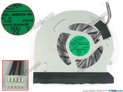 136159 ADDA AB8605HX-HB3 Cooling Fan  CWZY5, DC5V 0.16A Bare fan ADDA AB8605HX-HB3 Cooling Fan  