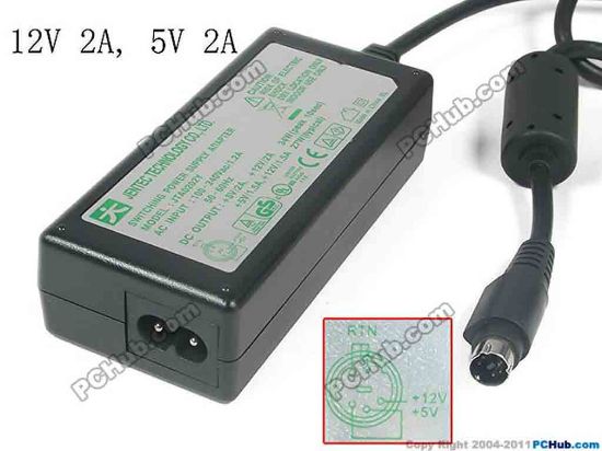 136326 JENTEC JTA0202Y AC Adapter 5V-12V 12V 2A, 5V 2A, 5P, P3=12V, P4&5-5V, 2-Prong JENTEC JTA0202Y AC Adapter 5V-12V