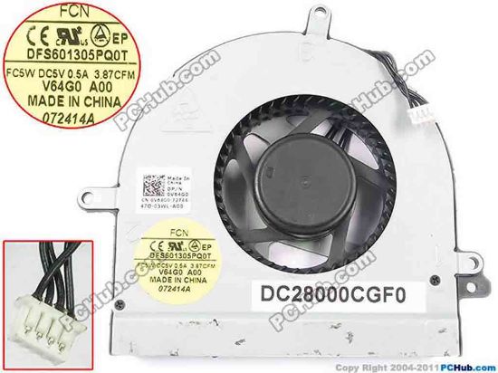 136539 Forcecon DFS601305PQ0T Cooling Fan  FC5W, 0.5A, Bare, V64G0  Forcecon DFS601305PQ0T Cooling Fan  
