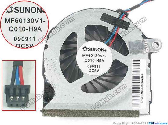 136800 SUNON MF60130V1-Q010-H9A Cooling Fan  MF60130V1-Q010-H9A, Wire Length: 40mm, 3-wire 3-pi SUNON MF60130V1-Q010-H9A Cooling Fan  