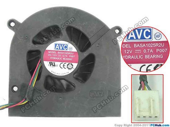 136819 AVC BASA1025R2U Cooling Fan  P007, DC12V 0.7A, Bare fan AVC BASA1025R2U Cooling Fan  
