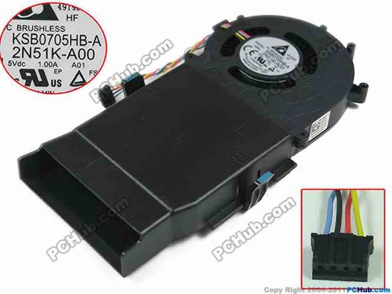 136844 Delta Electronics KSB0705HB-A Cooling Fan  5V 1.00A, Bare fan, P/N:02N51K, New Delta Electronics KSB0705HB-A Cooling Fan
