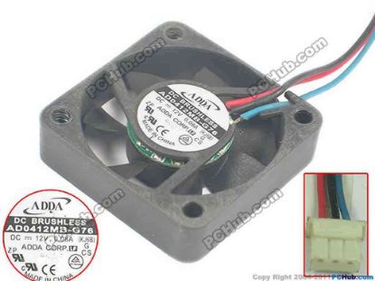 136870 ADDA AD0412MB-G76 Server - Square Fan KJ6B, G, CS, DC 12V 0.08W, 40x40x10mm ADDA AD0412MB-G76 Server - Square Fan 