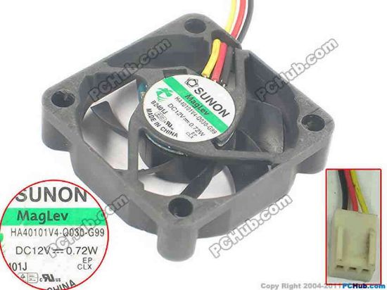 136874 SUNON HA40101V4-Q030-G99 Server - Square Fan HA40101V4-Q030-G99, DC 12V 0.72W,   40x40x10mm SUNON HA40101V4-Q030-G99 Server - Square Fan 