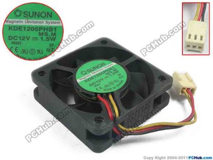 142000 SUNON KDE1205PHB1 Server - Square Fan KDE1205PHB1, MS.M, DC 12V 1.5W, 50x50x15mm SUNON KDE1205PHB1 Server - Square Fan 