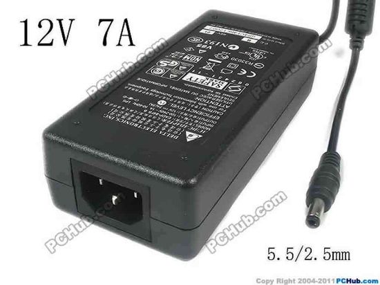 142040 Delta Electronics EADP-84FB AC Adapter 5V-12V 12V 7A, 5.5/2.5mm, C14, New Delta Electronics EADP-84FB AC Adapter 5V-12V 