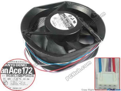 142732 Sanyo Denki 9EB5748P5K04 Server - Round Fan 9EB5748P5K04, 4-wire, Sanyo Denki 9EB5748P5K04 Server - Round Fan 