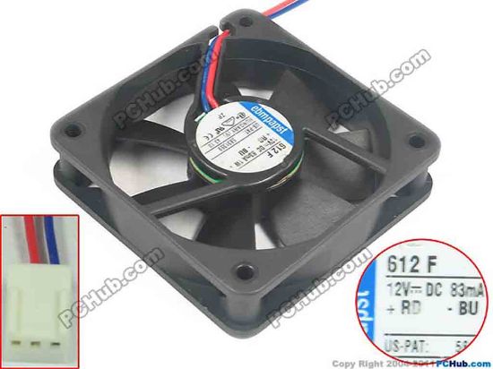 142945 ebm-papst 612 F Server - Square Fan 612 F, DC 12V 1W, 60x60x15mm ebm-papst 612 F Server - Square Fan 