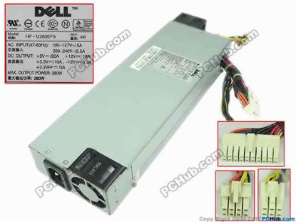 143310 Dell Poweredge 750 Server - Power Supply 280W, HP-U280EF3, P8823, W5916 Dell Poweredge 750 Server - Power Supply