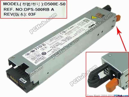 143342 Dell PowerEdge R410 Server - Power Supply 500W, D500E-S0, DPS-500RB A, 0H318J Dell PowerEdge R410 Server - Power Supply 