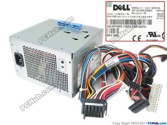 143389 Dell PowerEdge T410 Server - Power Supply 525W, N525E-00, NPS-525AB A, 0YY922 Dell PowerEdge T410 Server - Power Supply 