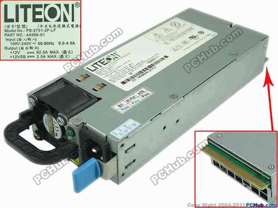 143615 LITE-ON PS-2751-2F-LF Server - Power Supply 750W, PS-2751-2F-LF LITE-ON PS-2751-2F-LF Server - Power Supply 