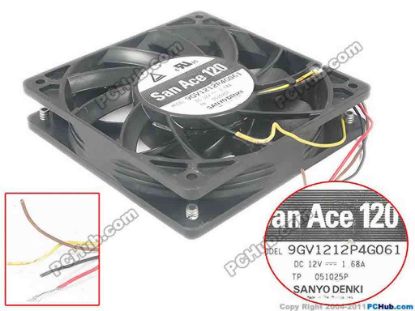 143953 Sanyo Denki 9GV1212P4G061 Server - Square Fan DC 12V 1.68A, 120x120x25mm Sanyo Denki 9GV1212P4G061 Server - Square Fan 