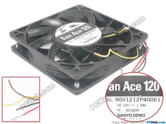 143953 Sanyo Denki 9GV1212P4G061 Server - Square Fan DC 12V 1.68A, 120x120x25mm Sanyo Denki 9GV1212P4G061 Server - Square Fan 