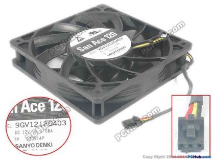 143954 Sanyo Denki 9GV1212G403 Server - Square Fan DC 12V 1.68A, 120x120x25mm, 3-wire Sanyo Denki 9GV1212G403 Server - Square Fan 