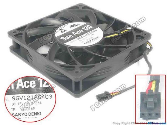 143954 Sanyo Denki 9GV1212G403 Server - Square Fan DC 12V 1.68A, 120x120x25mm, 3-wire Sanyo Denki 9GV1212G403 Server - Square Fan 