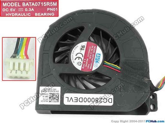 144003 AVC BATA0715R5M Cooling Fan  PN01, DC28000DEVL, 5V 0.3A AVC BATA0715R5M Cooling Fan  
