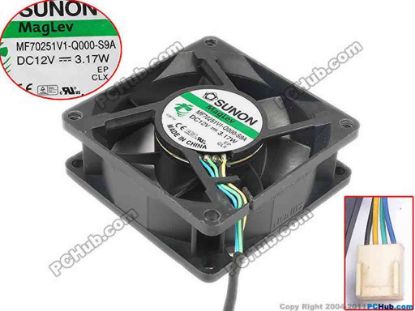 144016 SUNON MF70251V1-Q000-S9A Server - Square Fan DC 12V 3.17W, 70x70x25mm, w170x4x4 SUNON MF70251V1-Q000-S9A Server - Square Fan 