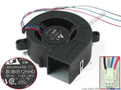 144076 Delta Electronics BUB0512HHD Server - Blower Fan AB54, bw50x50x19mm, w150x3x3 DC 12V 0.26A  Delta Electronics BUB0512HHD Server - Blower Fan 