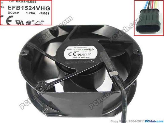 144101 Delta Electronics EFB1524VHG Server - Round Fan 7M61, dia170x170x50mm, w100x4x4, 24V 1.70A Delta Electronics EFB1524VHG Server - Round Fan 