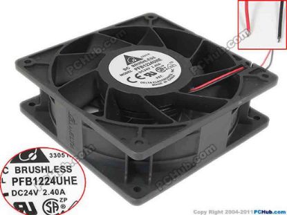 144131 Delta Electronics PFB1224UHE Server - Square Fan DC 24V 2.4A, 120x120x38mm, 2-wire Delta Electronics PFB1224UHE Server - Square Fan