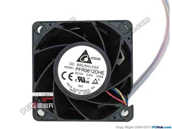144136 Delta Electronics PFR0612DHE Server - Square Fan CH05, sq60x60x38mm, 4-wire, 12V 2.40A Delta Electronics PFR0612DHE Server - Square Fan 