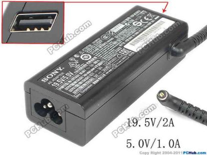 144159 Sony Vaio SVF13 Series AC Adapter- Laptop VGP-AC19V74, 19.5V/5.0V, 3 Prong, New Sony Vaio SVF13 Series AC Adapter- Laptop 