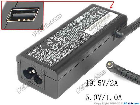 144159 Sony Vaio SVF13 Series AC Adapter- Laptop VGP-AC19V74, 19.5V/5.0V, 3 Prong, New Sony Vaio SVF13 Series AC Adapter- Laptop 