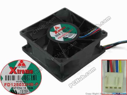 144171 Y.S TECH FD128032HB-P Server - Square Fan sq80x80x32mm, w50x4x4, 12V 0.80A Y.S TECH FD128032HB-P Server - Square Fan 