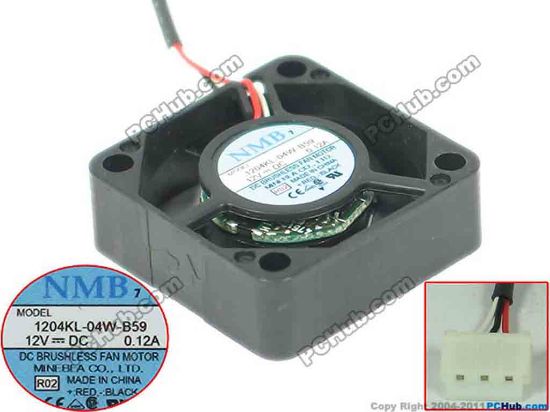 144193 NMB-MAT / Minebea 1204KL-04W-B59 Server - Square Fan R02, sq30x30x10mm, w80x3x3, 12V 0.12A NMB-MAT / Minebea 1204KL-04W-B59 Server - Square Fan 