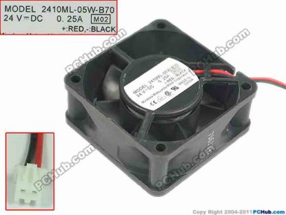 144270 NMB-MAT / Minebea 2410ML-05W-B70 Server - Square Fan M02, sq60x60x25mm, 2-wire, 24V 0.25A NMB-MAT / Minebea 2410ML-05W-B70 Server - Square Fan 