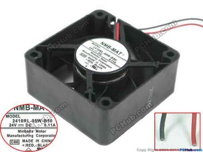 144280 NMB-MAT / Minebea 2410RL-05W-B50 Server - Square Fan C00, sq60x60x25mm, 2-wire, 24V 0.11A NMB-MAT / Minebea 2410RL-05W-B50 Server - Square Fan 