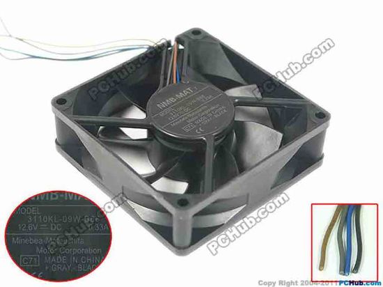144325 NMB-MAT / Minebea 3110KL-09W-B66 Server - Square Fan C71, sq80x80x25mm, 4-wire, 12V 0.33A NMB-MAT / Minebea 3110KL-09W-B66 Server - Square Fan
