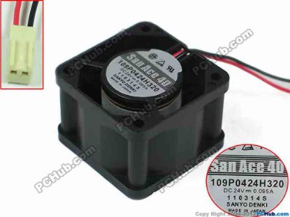 144552 Sanyo Denki 109P0424H320 Server - Square Fan sq40x40x28mm, 2-wire, 24V 0.095A Sanyo Denki 109P0424H320 Server - Square Fan 