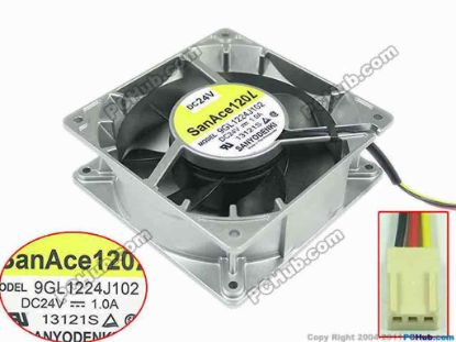 144729 Sanyo Denki 9GL1224J102 Server - Square Fan sq120x120x38mm, 3-wire, 24V 1.0A Sanyo Denki 9GL1224J102 Server - Square Fan 
