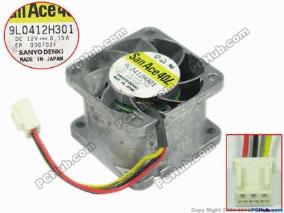 144744 Sanyo Denki 9L0412H301 Server - Square Fan sq40x40x28mm, w60x3x3, 12V 0.15A Sanyo Denki 9L0412H301 Server - Square Fan 