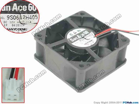 144753 Sanyo Denki 9S0612H405 Server - Square Fan sq60x60x25mm, 4-wire, 12V 0.11A Sanyo Denki 9S0612H405 Server - Square Fan 