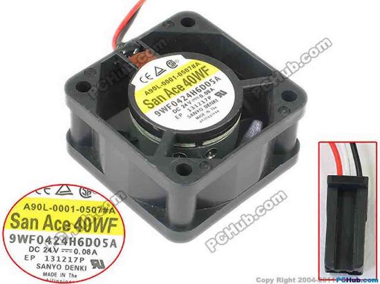 144779 Sanyo Denki 9WF0424H6D05A Server - Square Fan sq40x40x20mm, w30x3x3, 24V 0.08A Sanyo Denki 9WF0424H6D05A Server - Square Fan