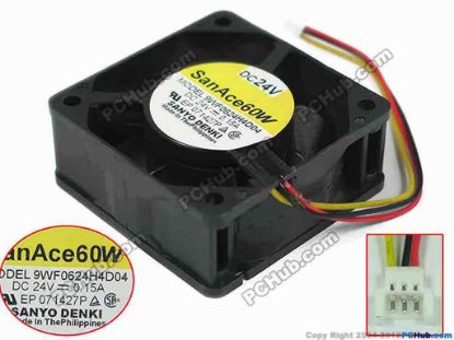 144785 Sanyo Denki 9WF0624H4D04 Server - Square Fan sq60x60x25mm, 3-wire, 24V 0.15A Sanyo Denki 9WF0624H4D04 Server - Square Fan