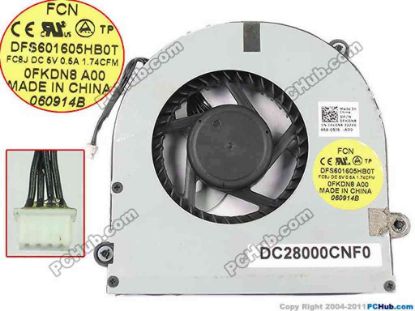 144829 Forcecon DFS601605HB0T Cooling Fan  FC8J, 0FKDN8, 85x85x13mm  DC28000CNF0, Bare fan Forcecon DFS601605HB0T Cooling Fan