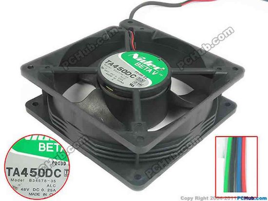 144886 Nidec B34578-35 Server - Square Fan B34578-35, DC 48V 0.25A, 120x120x38mm Nidec B34578-35 Server - Square Fan