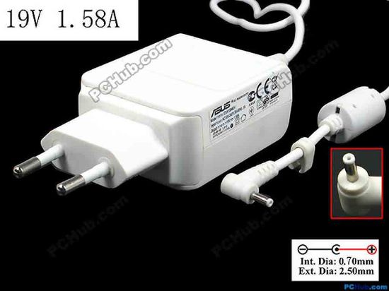 144906 ASUS Eee PC 1015B AC Adapter 13V-19V EXA1004EH, 19V 1.58A 30W Barrel 2.5/0.7mm, EU 2-Pi ASUS Eee PC 1015B AC Adapter 13V-19V 