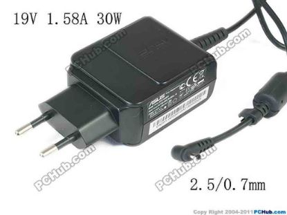 144907 ASUS Eee PC 1015B AC Adapter 13V-19V 19V 1.58A 30W Barrel 2.5/0.7mm, EU 2-Pin Plug, ASUS Eee PC 1015B AC Adapter 13V-19V